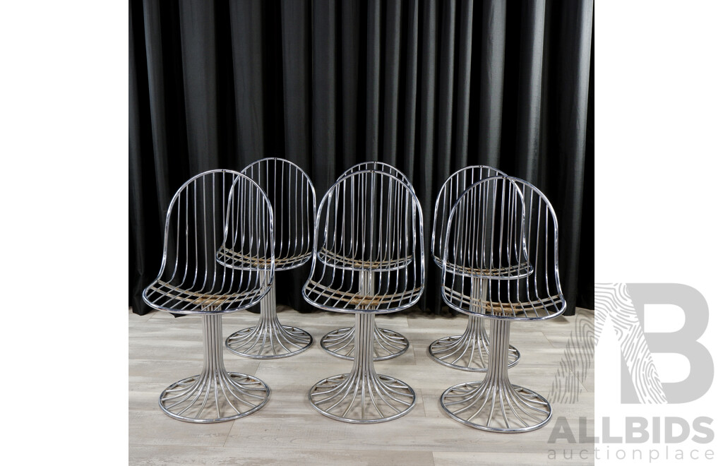 Set of Six Gastone Rinaldi RIMA Wire Margot Chairs