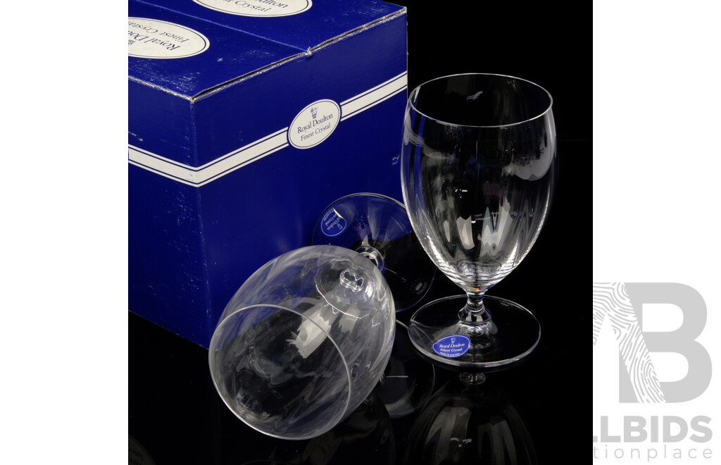 Vintage Royal Doulton Set Four Glasses in Dawn Plain Iced Tea Glasses in Original Box