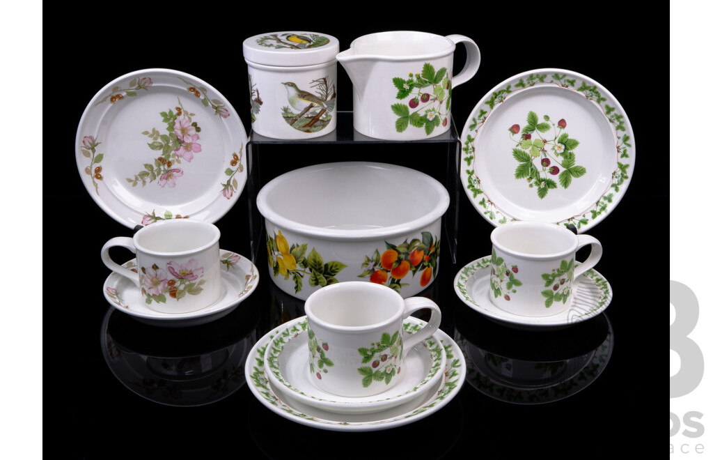 Collection 12 Pieces Vintage Portmeirion Porcelain Including Oranges & Lemons Casserole, Birds of England Lidded Canister and More