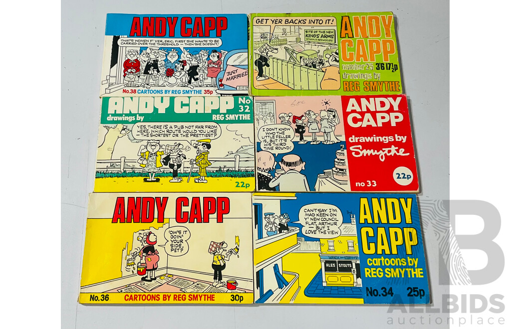Quantity of Six Vintage Andy Capp Comic Strip Books