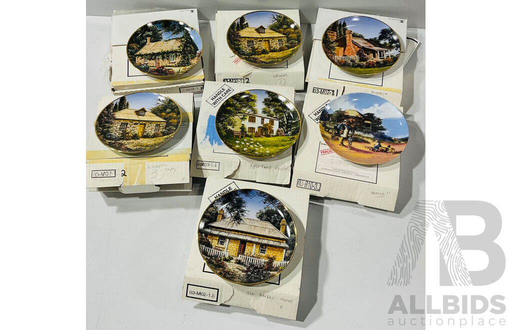 Collection of Seven Vintage Bradford Exchange Decorative Plates in Original Boxes with Authenticity Certificate