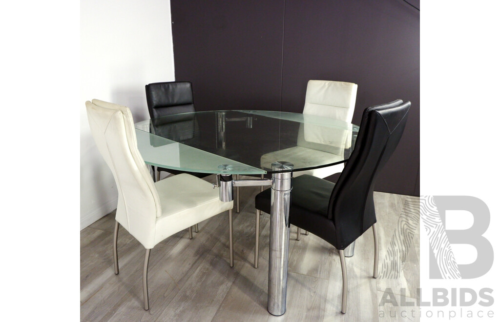 Glass Top Extension Table with Four Leatherette Chairs