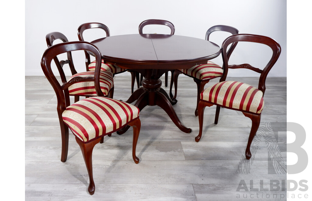 Antique Style Extension Dining Table with Six Chairs