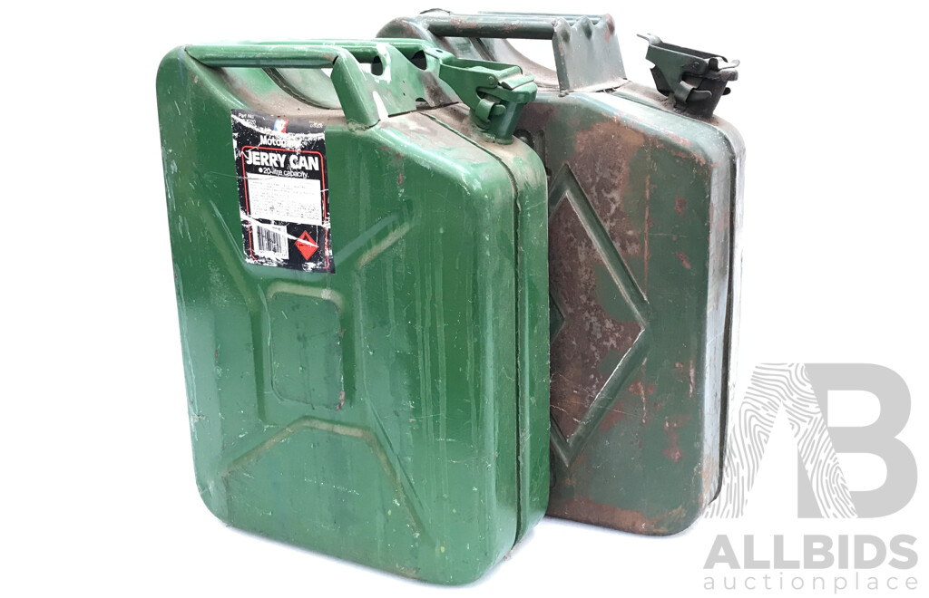 20 Litre Metal Jerry Cans - Lot of Two