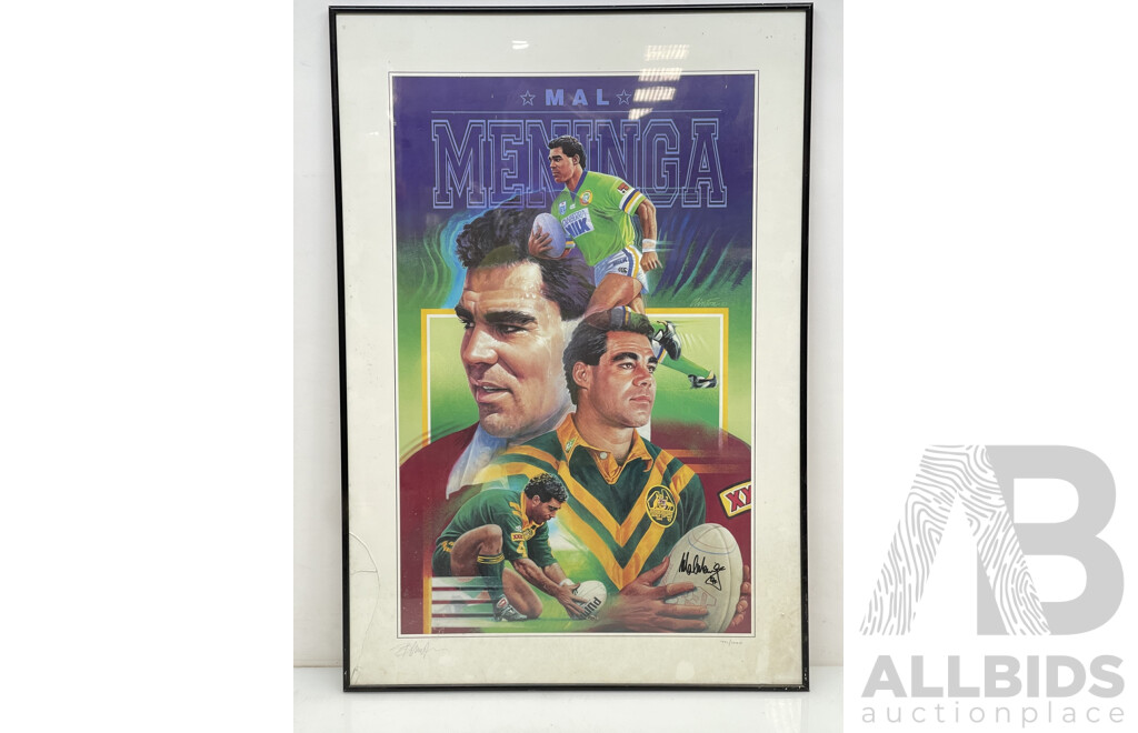 Mal Meninga Canberra Raiders Signed Framed Print