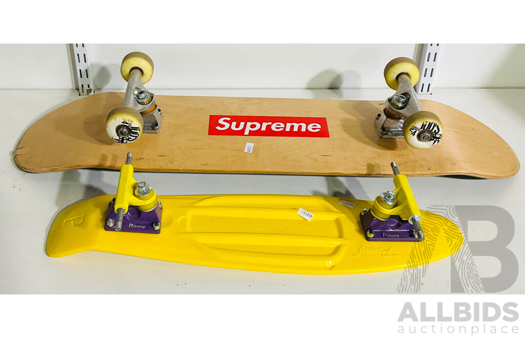 Pair of Skateboards - Supreme Independent Truck Co and Penny Brand