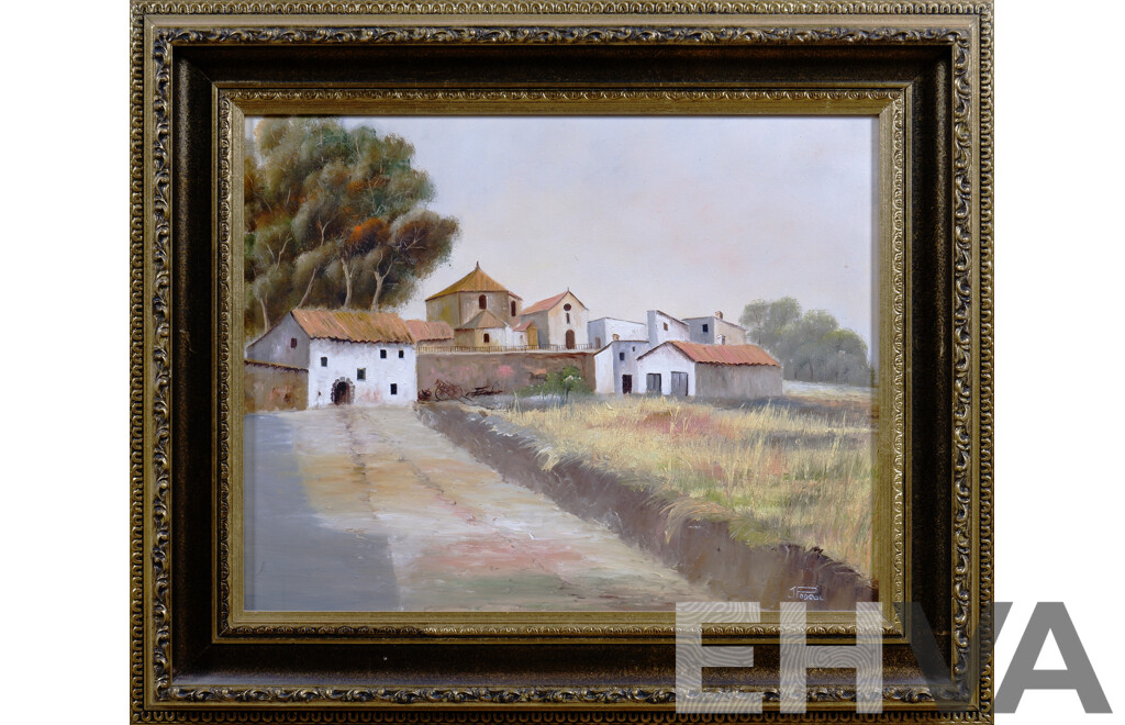 Jose Pedrol, La Aldea, Oil on Board