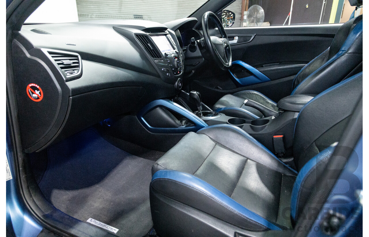 8/2015 Hyundai Veloster SR Turbo FS4 Series 2 3d Coupe Blue Sprinter Satin Turbo 1.6L