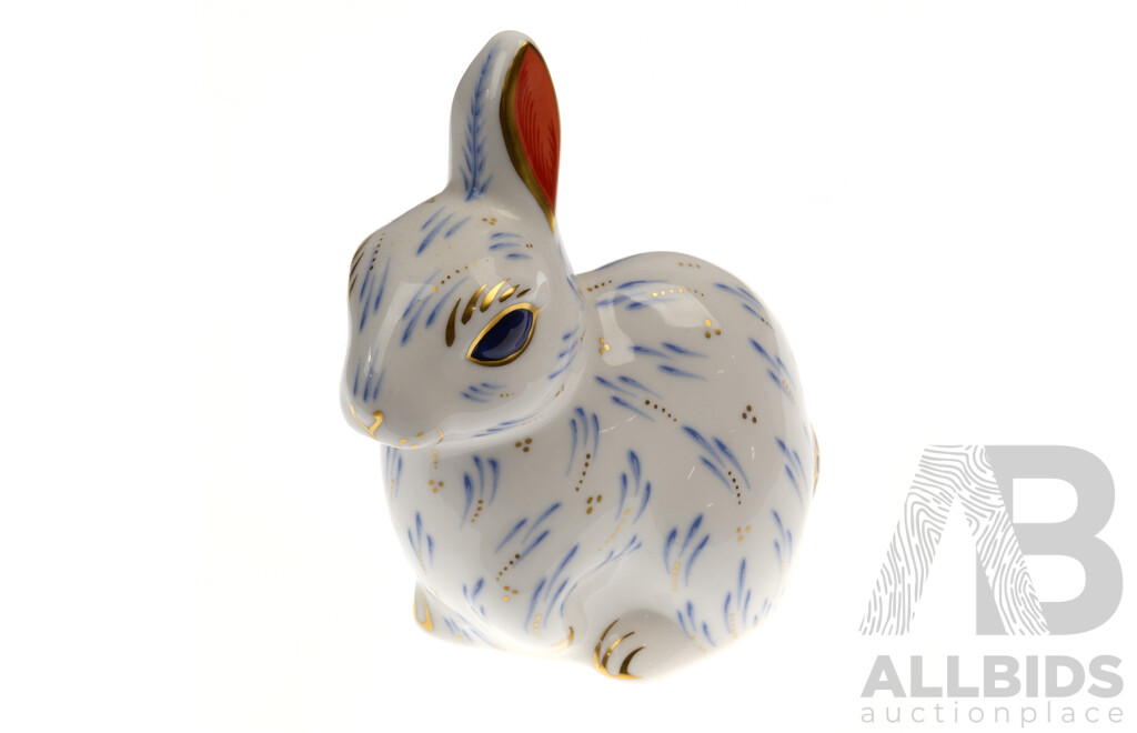 Royal Crown Derby Porcelain Rabbit Paperweight
