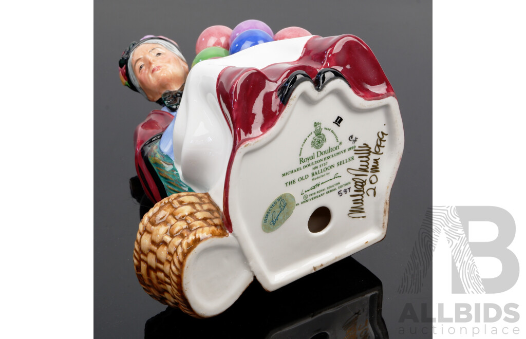 Royal Doulton Michael Doulton Exclusive 1999 Porcelain Figure, the Old Balloon Seller, HN 3737, with Certificate of Authenticity