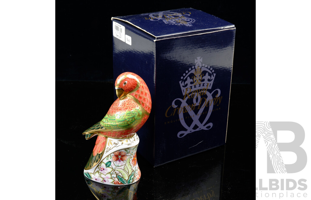 Royal Crown Derby Porcelain Limited Edition 940 of 2500 Signed by Artist, Lorikeet Paperweight in Original Box