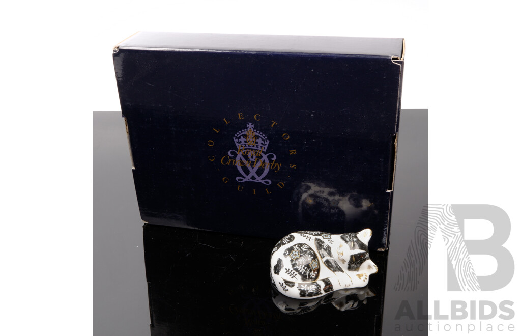 Royal Crown Derby Collectors Guild Porcelain Limited Edition Misty Kitten Paperweight in Original Box
