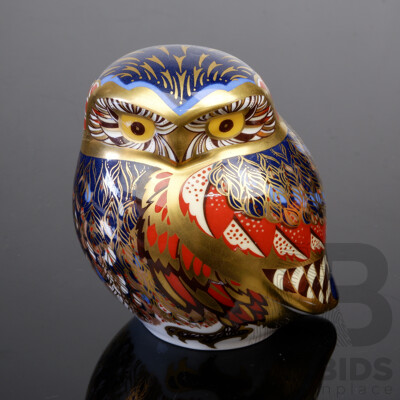 Royal Crown Derby Porcelain Owl Paperweight