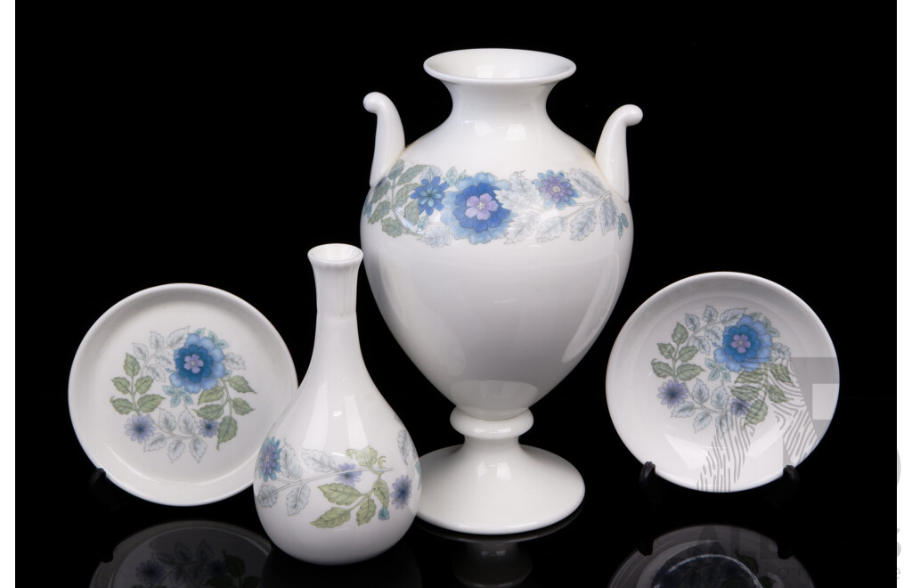 Collection Four Wedgwood Porcelain Pieces in Clemintine Pattern