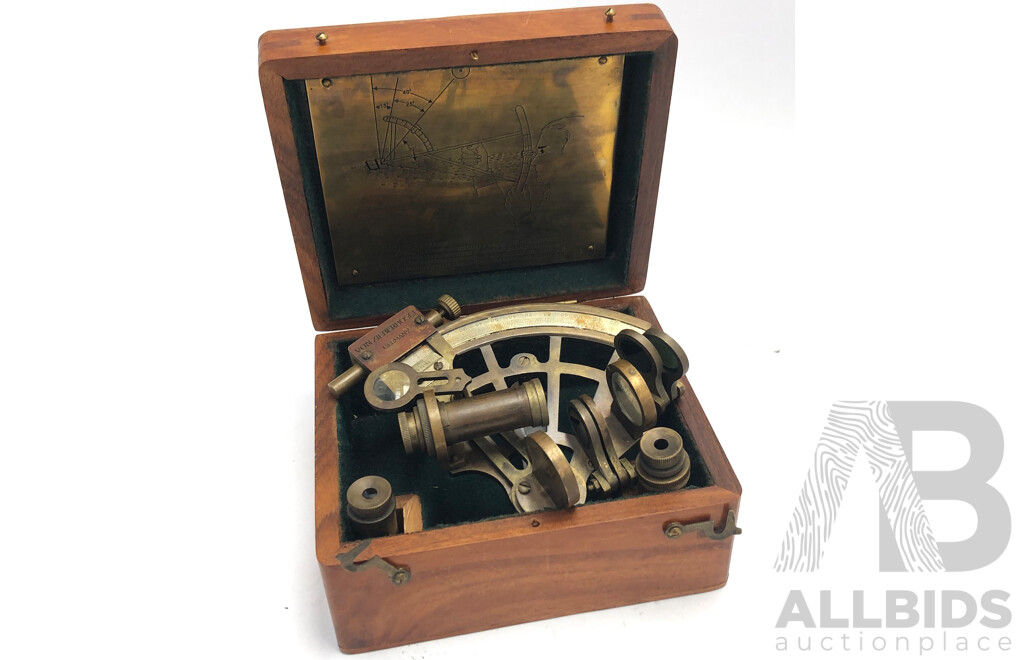 Vintage Brass Von Zieberbosch German Nautical Sexton in Timber Box