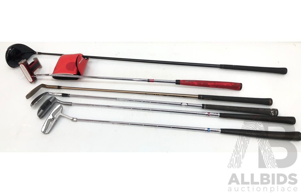 6x Assoted Golf Clubs Including Callaway Srixon and Top Flite