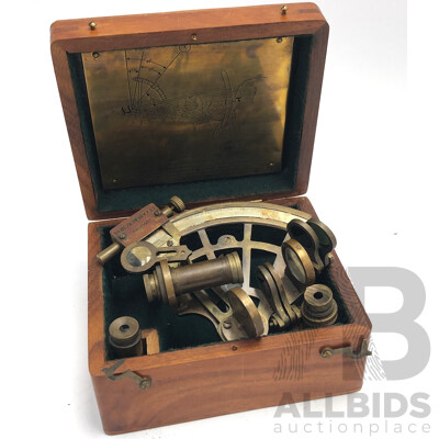 Vintage Brass Von Zieberbosch German Nautical Sexton in Timber Box