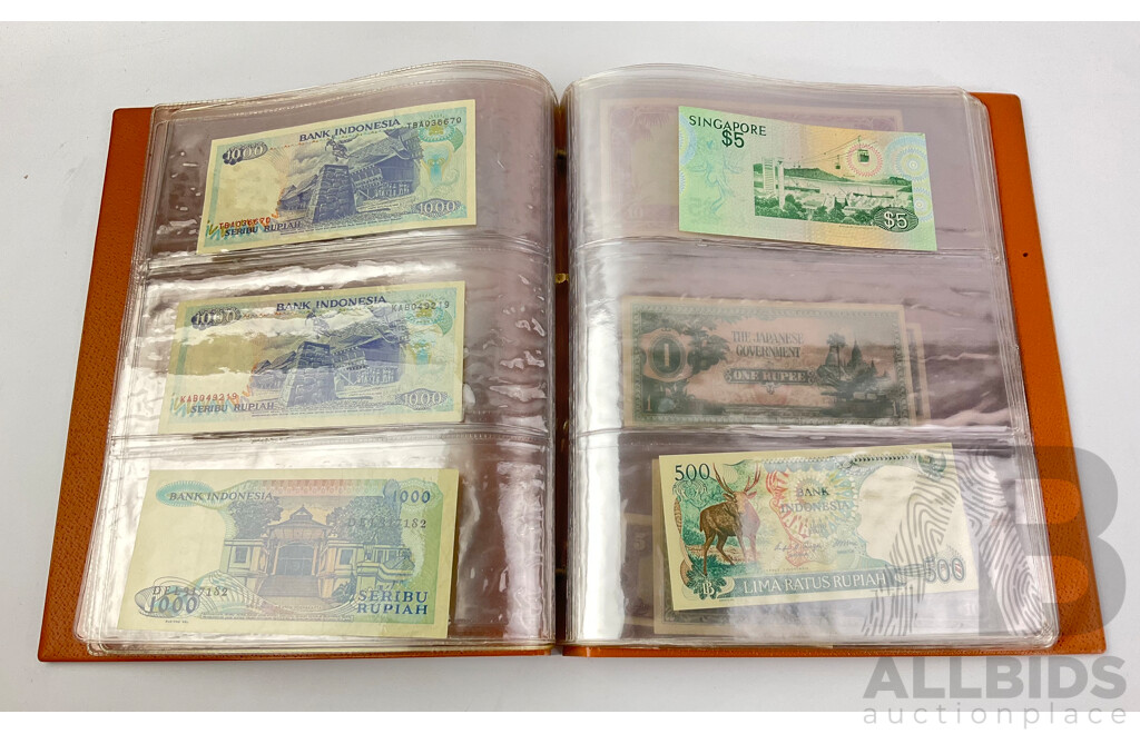 Album of WW2 Japanese Occupation Money Notes, Indonesian Paper Bank Notes and Singapore Polymer Note