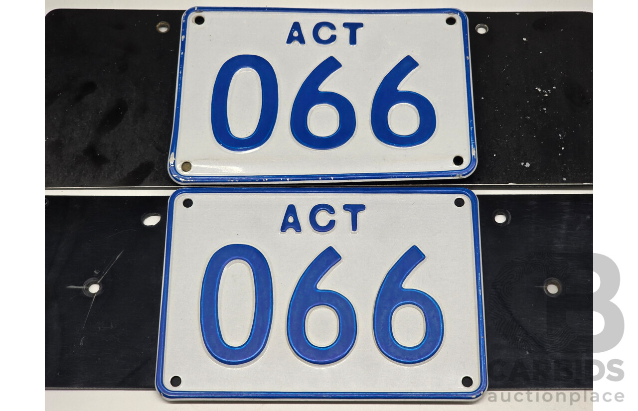 ACT Alpha Numeric Number Plate O66 (Letter O, Number 6, Number 6)