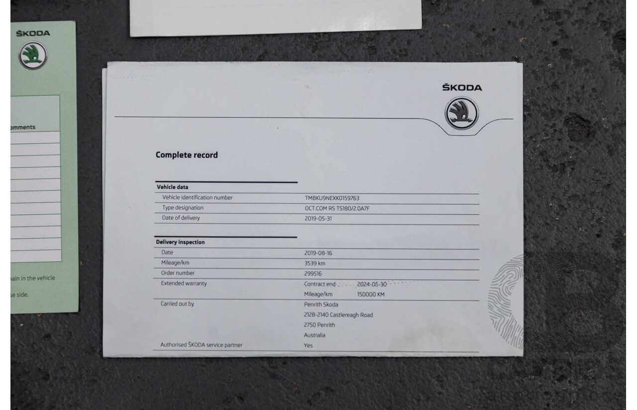 05/2019 Skoda Octavia RS 245 180 TSI NE MY19 4D Wagon Metallic Black Turbo 2.0L