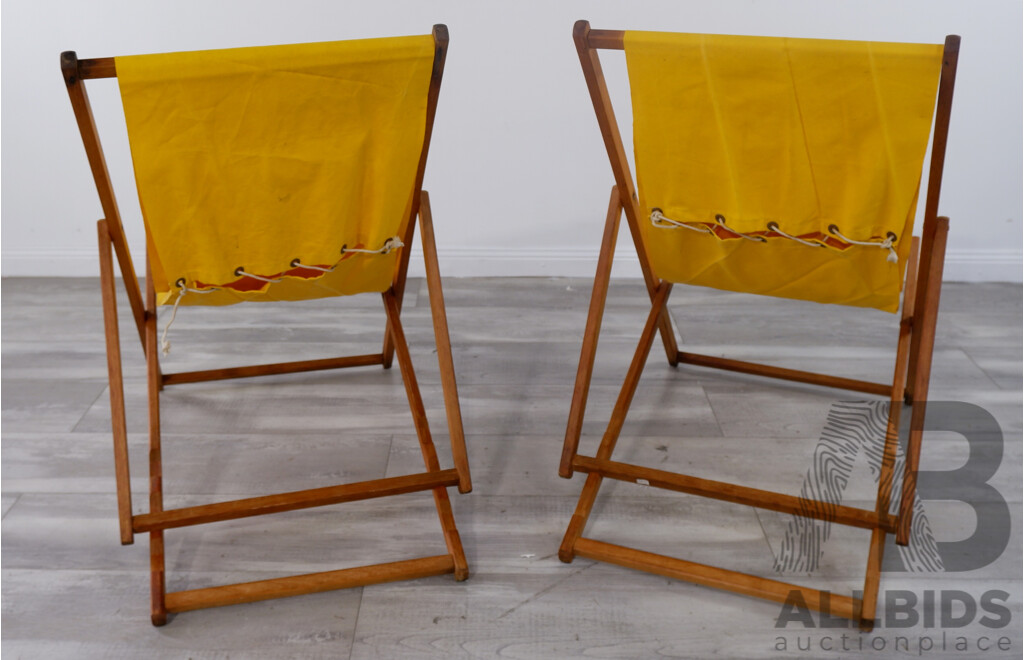 Pair of Retro Timber Beach Chairs
