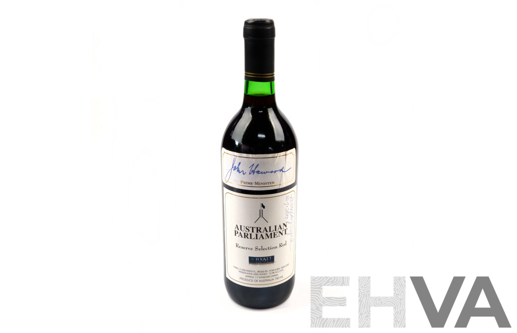 Australian Parliament Reserve Selection Red by Tyrells Signed by Ex Primeminister John Howard