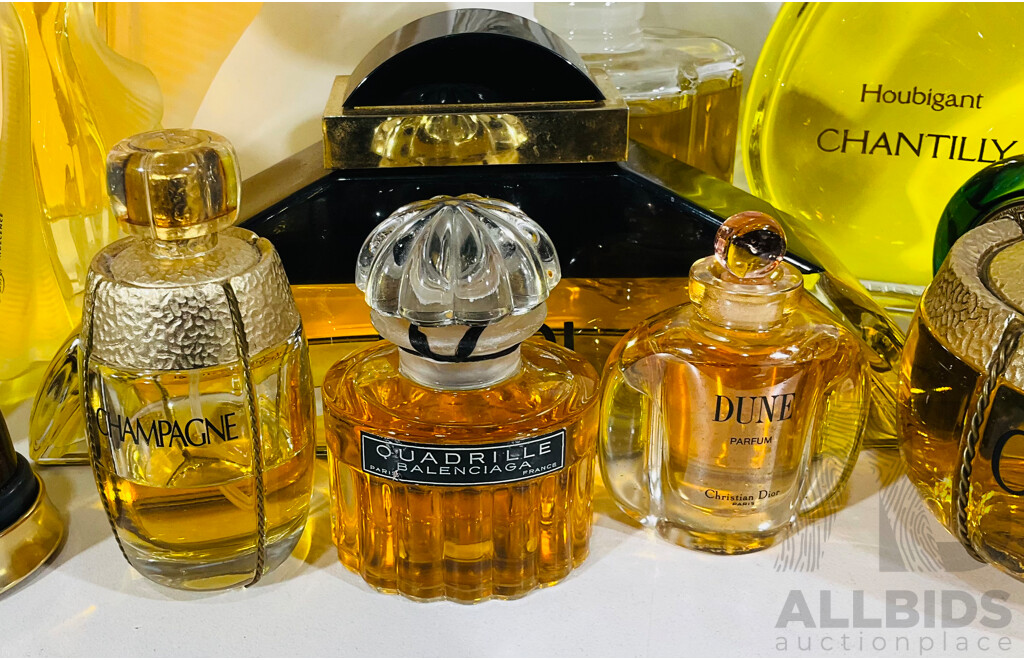 Collection Perfume Factice Display Perfume Bottles Including Oscar De La Renta, Fendi, YSL and Oversize Examples, Maison De Parfum, Manuka
