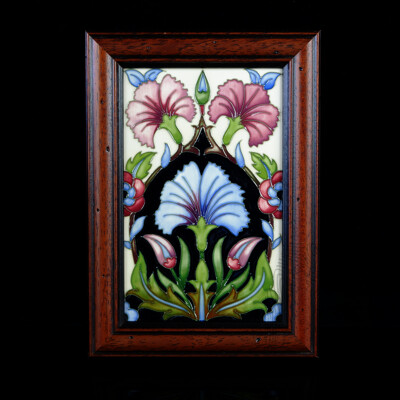 Moorcroft Framed Porcelain Tile with Floral Design