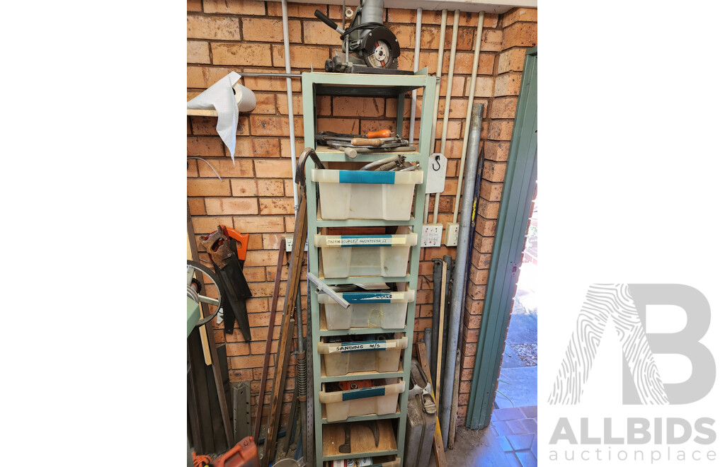 Custom Built Shelving Unit with Various Power Tools