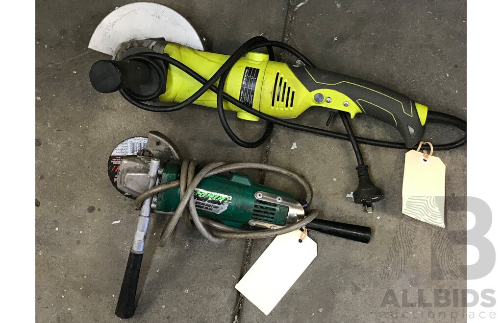 Ryobi 100mm and 180mm Electric Grinders - Lot of Two