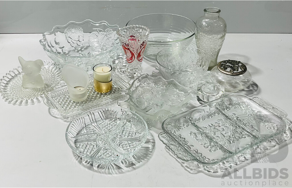 Collection of Crystal and Other Trays, Vases and More