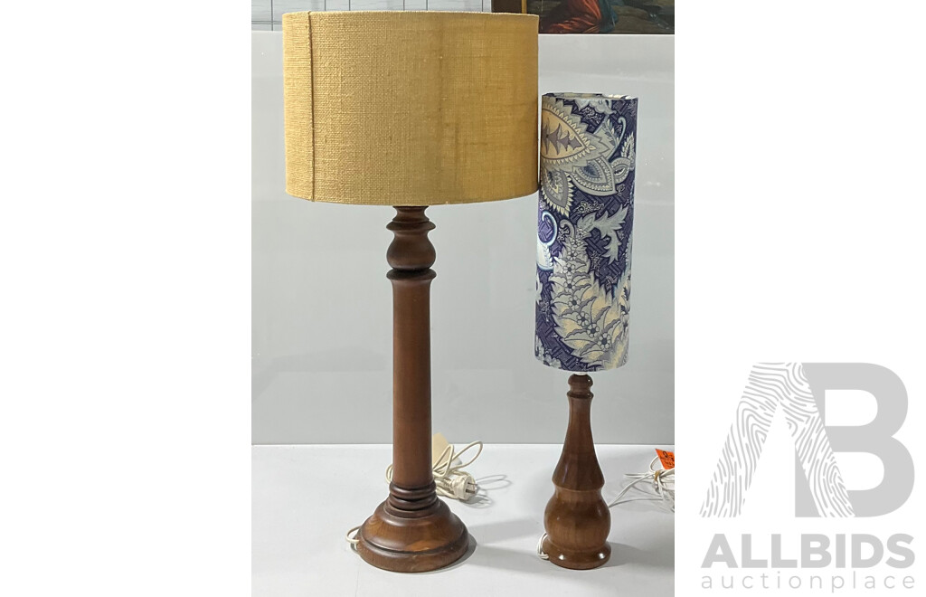 Two Vintage Timber Lamps