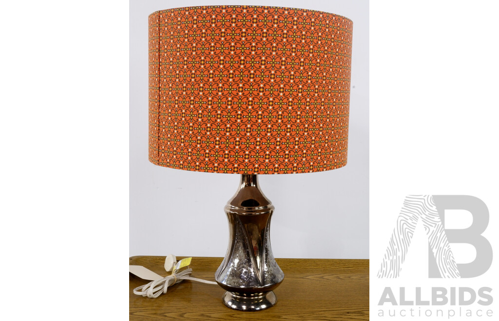 Retro Metallic Glazed Table Lamp with Orange Shade
