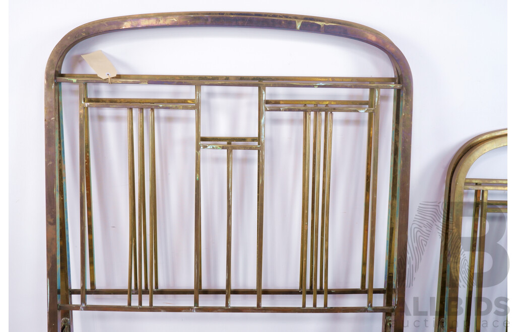 Two Antique Brass Art Deco Bedframes