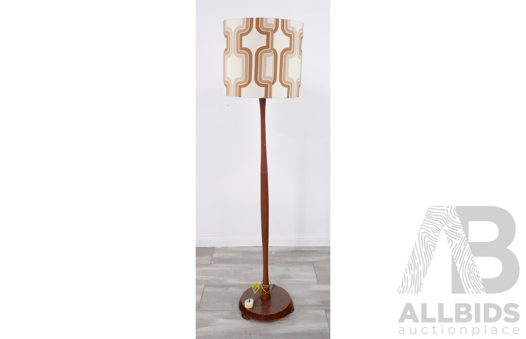 Vintage Timber Floor Lamp with Retro Style Shade