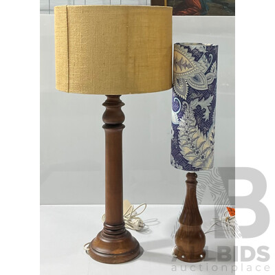 Two Vintage Timber Lamps