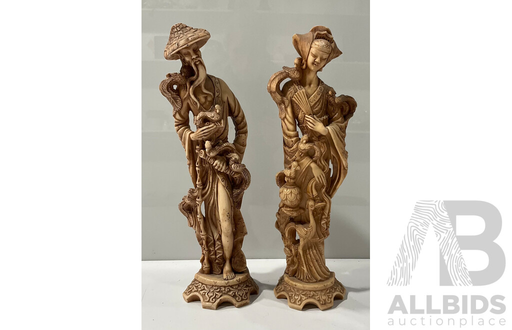 Pair of Resin Decorative Asian Figurines
