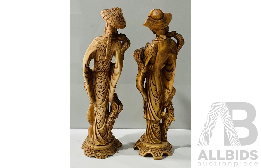 Pair of Resin Decorative Asian Figurines