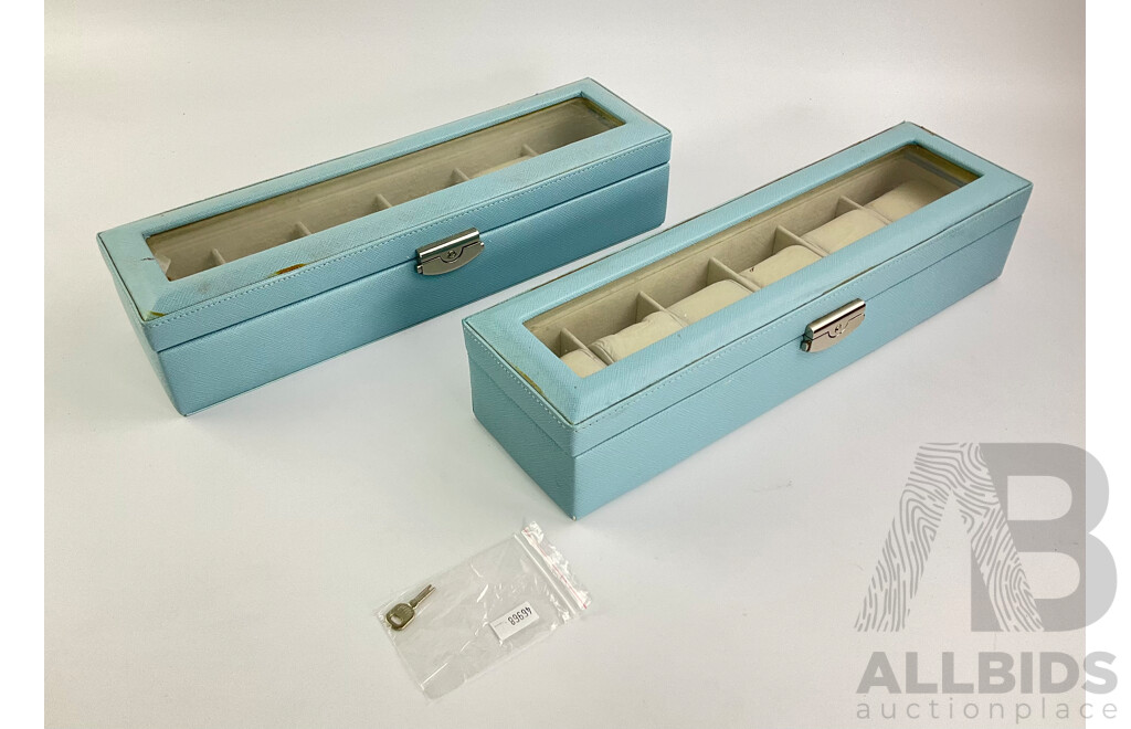 Two Six Watch Display Boxes with Locks and Key