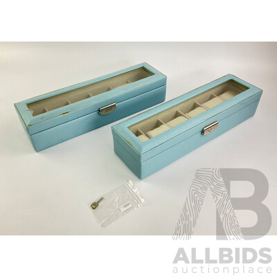 Two Six Watch Display Boxes with Locks and Key