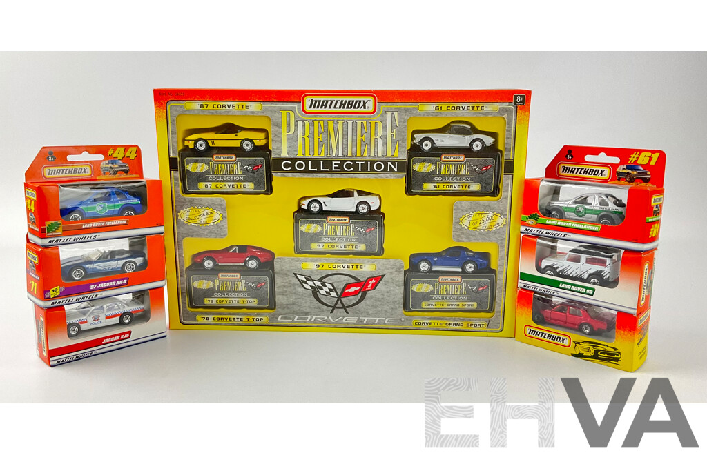 Matchbox Premiere Collection Celebrating the 1997 Corvette with Six Boxed Matchbox Including Jaguar XK-8, XJ6, Land Rovers and Rolls Royce