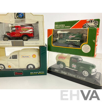 Collection of Automotive Oil Brand Promotion Vehicles Including Solido Castrol and Saico Shell