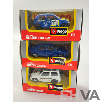 Burago and Welly Iconic Diecast Cars Including Suzuki Vitara, Honda Integra, Renault Clio, Toyota Celica, Citroen Xantia and 007 Gold Finger Aston Martin DB5
