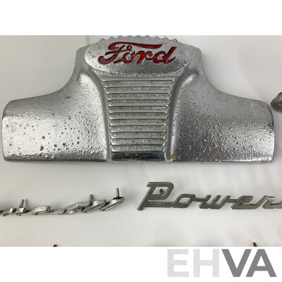 Collection of Ford Badges Including Prefect, Cortina, Fairlane XA, XD and More