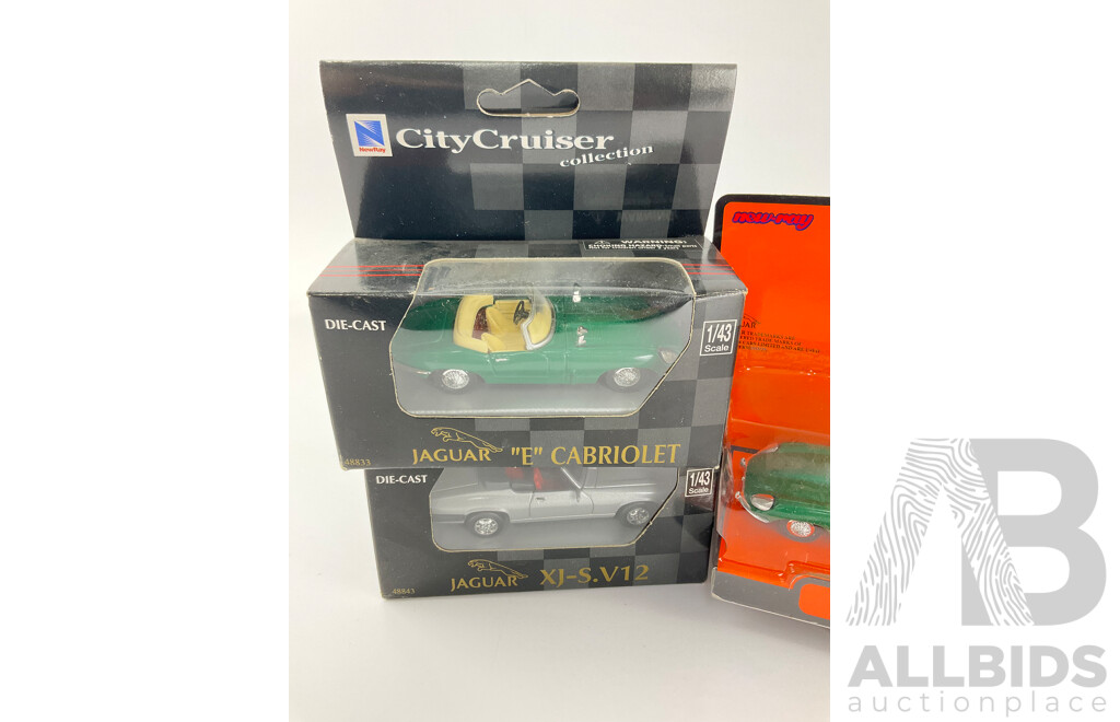 Collection of Diecast Newray and Dinky 1:43 Scale Jaguars Including E Type, XJS V12, SS 100