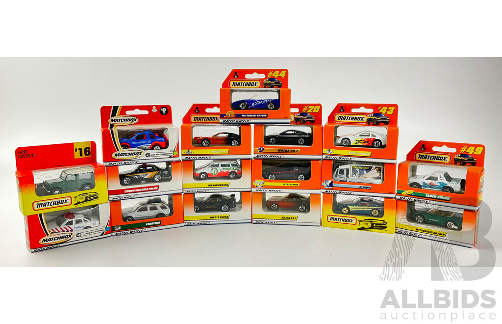 Collection of Boxed 1990's Matchbox Cars, Trucks and Emergancy Vehicles