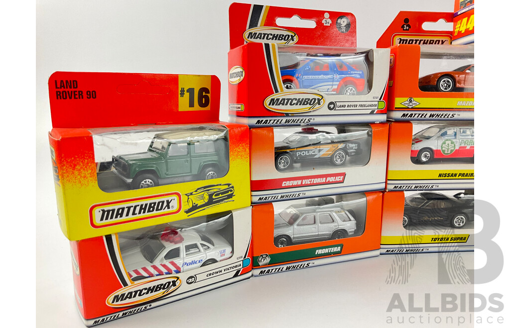 Collection of Boxed 1990's Matchbox Cars, Trucks and Emergancy Vehicles