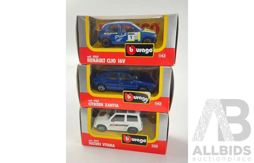 Burago and Welly Iconic Diecast Cars Including Suzuki Vitara, Honda Integra, Renault Clio, Toyota Celica, Citroen Xantia and 007 Gold Finger Aston Martin DB5