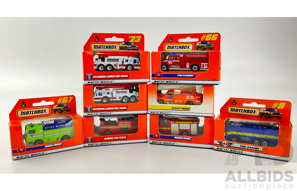 Collection of 1990's Matchbox Fire Fighting Vehicles