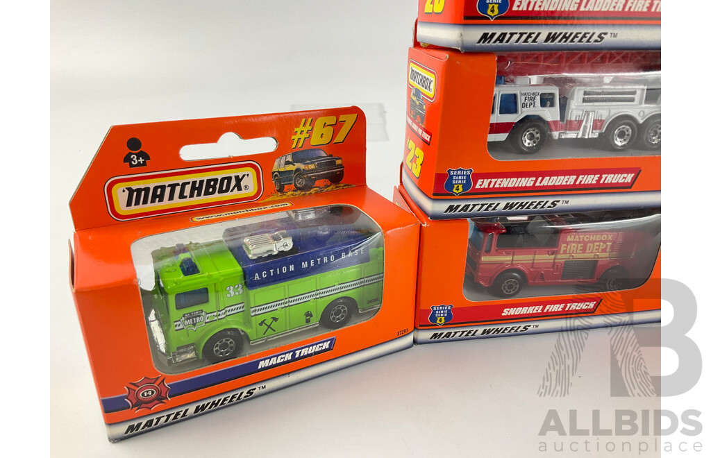 Collection of 1990's Matchbox Fire Fighting Vehicles